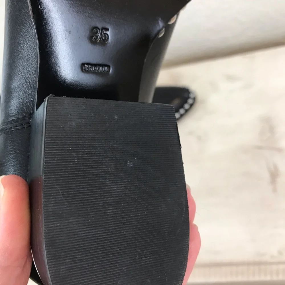 Alexander Wang Leather Kori Cutout Studded Boots Booties 35 5 Black - Picture 9 of 11